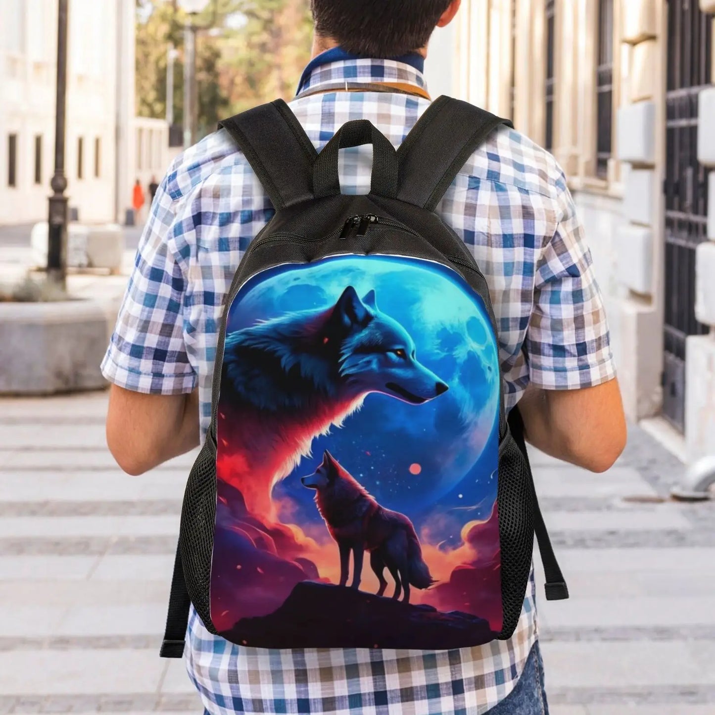 Fantasy Wolf Backpack, Lightweight Large Capacity Laptop Bag|Fantasy Wolf Backpack, Lightweight Large Capacity Laptop Bag|Unique Products,Wolf Backpack,Wolf Series|Red Wolf Vision|Red Wolf Vision