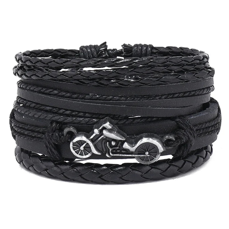 3 pcs/set Handmade Woven Leather Bracelet for Unisex, Vintage Braided|Benefits Style: Casual/Sporty Clasp Type: Toggle-clasps Material: Leather Metal Type: Stainless Steel Gender: Unisex Item Type: Bracelet Bracelets Type: Chain & Link Bracelet|Red Wolf V