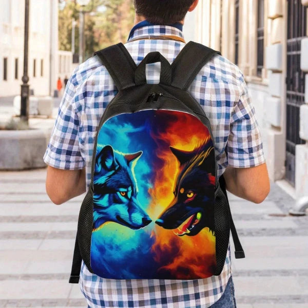 Cool Wolf Casual Backpack, Unisex Lightweight Work or Schoolbag, Large Capacity|Cool Wolf Casual Backpack, Unisex Lightweight Work or Schoolbag, Large Capacity|Unique Products,Wolf Backpack,Wolf Series|Red Wolf Vision|Red Wolf Vision