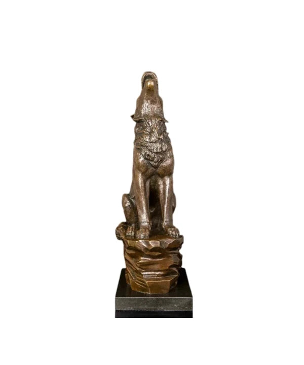 Howling Wolf Bronze Statue Roaring Wildlife Artwork Ornament Figurines, Benefits Theme: Wolf Material: Copper Main Material: Bronze with Marble Base Size(CM): H:47.5 x L:20 x W:15 Style: Vintage, Antique,