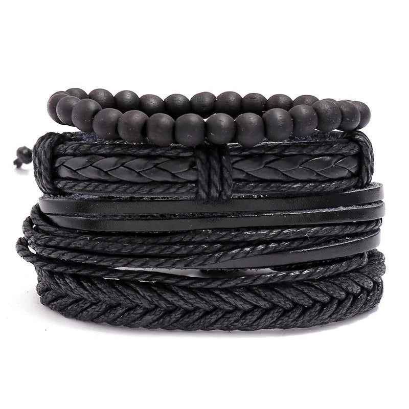 3 pcs/set Handmade Woven Leather Bracelet for Unisex, Vintage Braided|Benefits Style: Casual/Sporty Clasp Type: Toggle-clasps Material: Leather Metal Type: Stainless Steel Gender: Unisex Item Type: Bracelet Bracelets Type: Chain & Link Bracelet|Red Wolf V