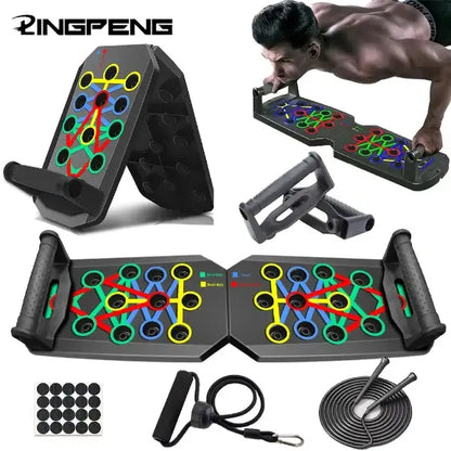 Portable Multifunctional Push-up Board Set With Handles Foldable Fitness Equipment