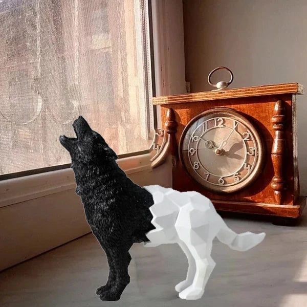 Abstract Geometric Style Resin Black & White Wolf Statue, Benefits Material: Resin Type: Abstract Model: Wolf Features: Black & White,