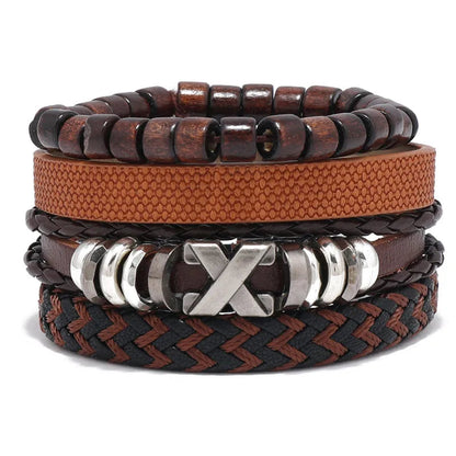 3 pcs/set Handmade Woven Leather Bracelet for Unisex, Vintage Braided|Benefits Style: Casual/Sporty Clasp Type: Toggle-clasps Material: Leather Metal Type: Stainless Steel Gender: Unisex Item Type: Bracelet Bracelets Type: Chain & Link Bracelet|Red Wolf V