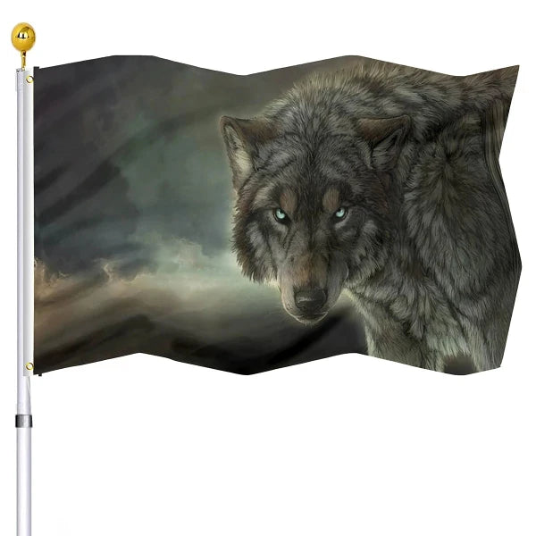 Scary Wolf Red Moon Night Howling Flag