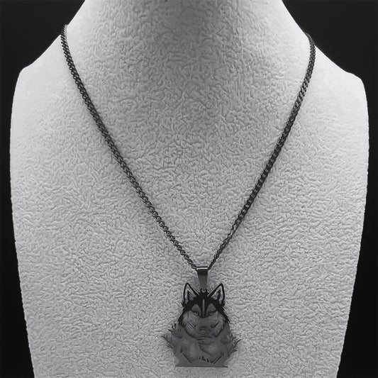 Goth Full Moon Wolf Head Pendant Necklace Unisex Black Color Forest Tree|Benefits Chain Type: Box Chain Jewelry Style: Goth Full Moon Wolf Necklace Pendant Necklace: Wolf Head Jewelry Gifts Necklace Material: Stainless Steel Animal Necklaces Color: Black