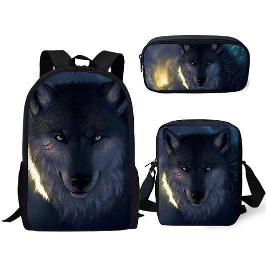 Fashion Popular Fantasy Moon Wolf 3D Print 3pcs/Set, Benefits Main Material: Oxford Lining Material: POLYESTER Backpacks Type: Softback Interior: Interior Slot Pocket Handle/Strap Type: soft handle Closure Type: zipper Technics: Embossing Item Type: Backp