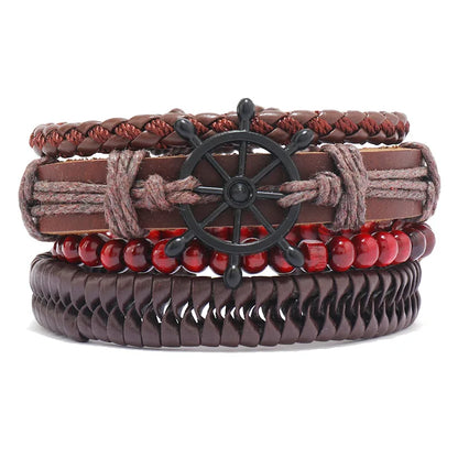 3 pcs/set Handmade Woven Leather Bracelet for Unisex, Vintage Braided|Benefits Style: Casual/Sporty Clasp Type: Toggle-clasps Material: Leather Metal Type: Stainless Steel Gender: Unisex Item Type: Bracelet Bracelets Type: Chain & Link Bracelet|Red Wolf V