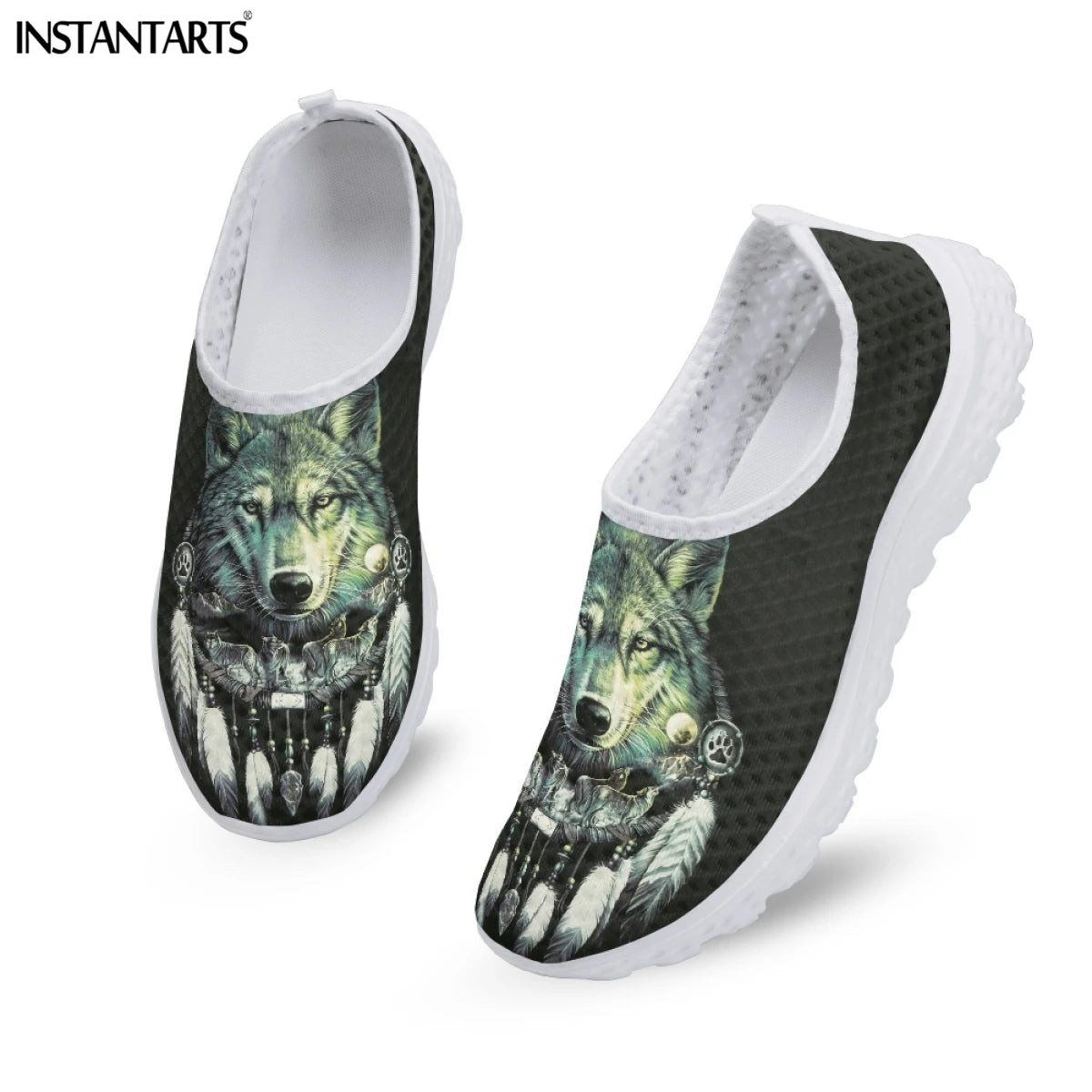 Breathable Women Wolves Pack With Ethnic Native Dreamcatcher Mesh Shoes