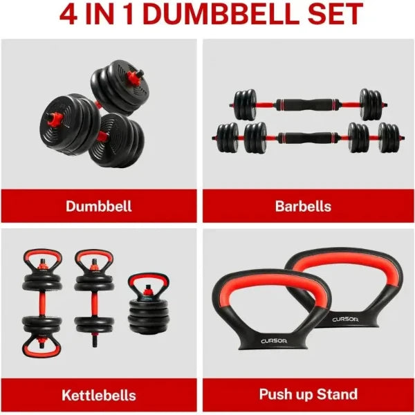 4-IN-1 Adjustable Dumbbells Set, Home Gym Weights Strength Training