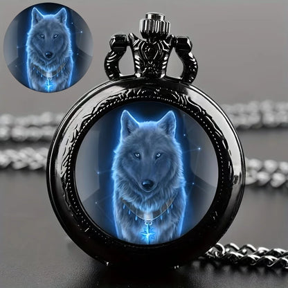 1pc Retro Wolf Pocket Watch, Unique Pendant Clock, Unisex Gift|1pc Retro Wolf Pocket Watch, Unique Pendant Clock, Unisex Gift|Red Wolf Set,Unique Products|Red Wolf Vision|Red Wolf Vision