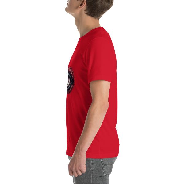 Unisex Red Wolf Vision T-shirt |Benefits This T-shirt is everything you've dreamed of and more. It feels soft and lightweight, with the right amount of stretch. It's comfortable and flattering for all. • 100% combed and ring-spun cotton (Heather colors co