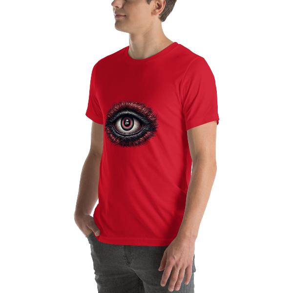 Unisex Red Wolf Vision T-shirt |Benefits This T-shirt is everything you've dreamed of and more. It feels soft and lightweight, with the right amount of stretch. It's comfortable and flattering for all. • 100% combed and ring-spun cotton (Heather colors co