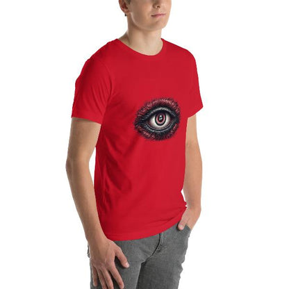 Unisex Red Wolf Vision T-shirt |Benefits This T-shirt is everything you've dreamed of and more. It feels soft and lightweight, with the right amount of stretch. It's comfortable and flattering for all. • 100% combed and ring-spun cotton (Heather colors co