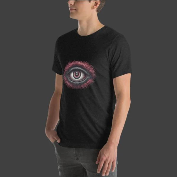 Unisex Red Wolf Vision T-shirt |Benefits This T-shirt is everything you've dreamed of and more. It feels soft and lightweight, with the right amount of stretch. It's comfortable and flattering for all. • 100% combed and ring-spun cotton (Heather colors co